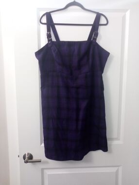 Hot Topic Gothic 90s Style Purple& Black Plaid Square-Neck Mini Dress Size 18
